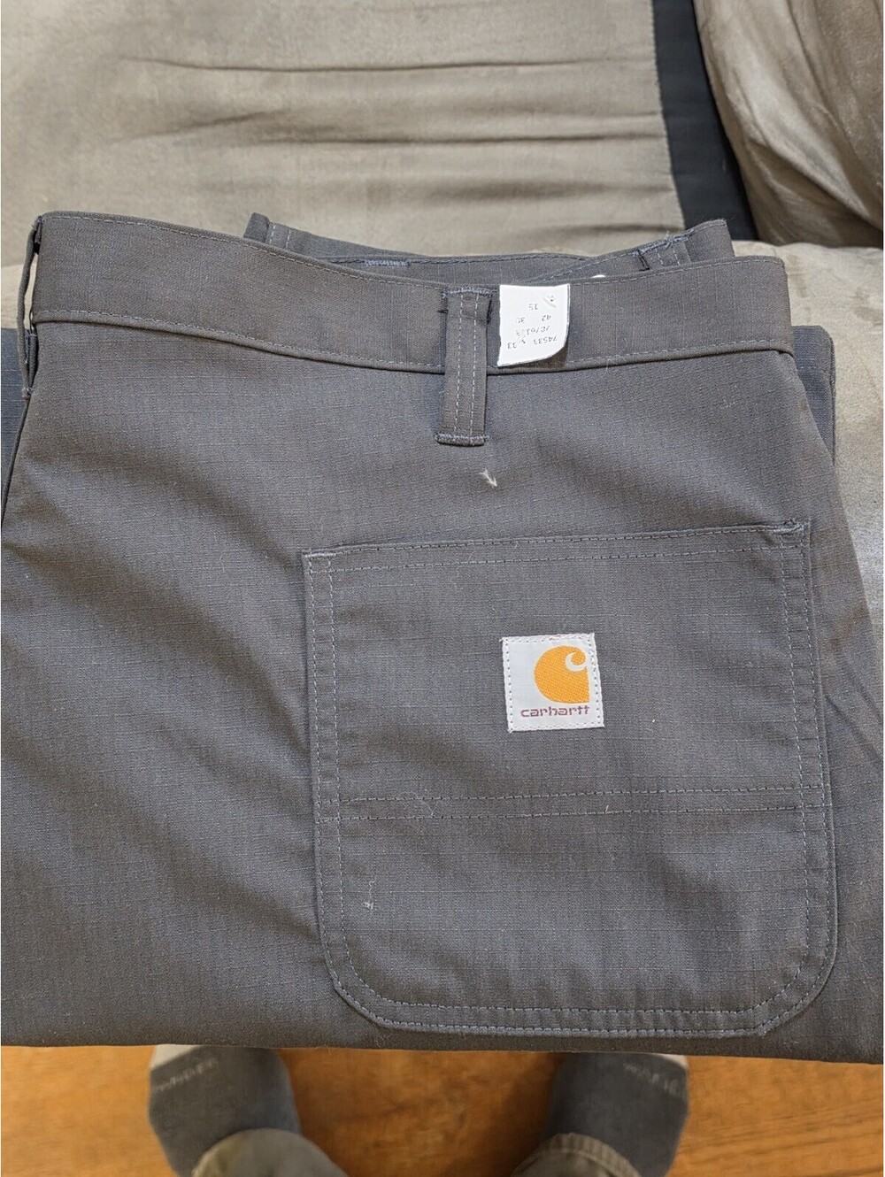 Carhartt Rugged Flex Relaxed Fit Canvas 5-Pocket Work Pants 42x30 Grey RG04130